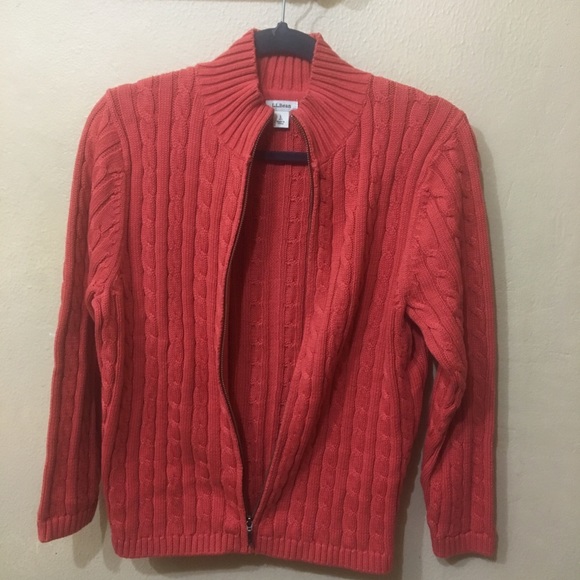 *3 for $20* L.L. Bean Full Zip Cable Knit Sweater - Picture 2 of 4
